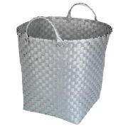 Silver Woven Large Round Open Basket
