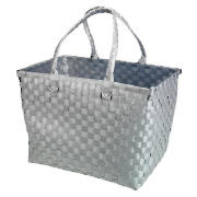 Silver Woven Rectangular Basket