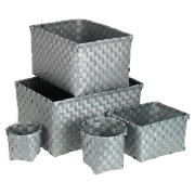 Silver Woven Set Of 5 Boxes