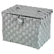 Silver Woven Small Box With Fastener