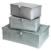 Silver Woven Underbed Box With 2 Storage Baskets