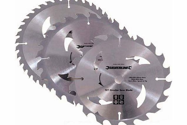 Silverline Tools Silverline 801292 TCT Circular Saw Blades 20, 24, 40T 3-Pack 184 x 30 - 20, 16mm rings