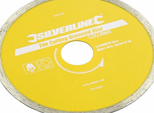 Silverline Tools Silverline 868730 Tile Cutting Diamond Disc 115 x 22.2mm