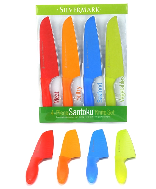 SilverMark Santoko Knife Set 4 Colours
