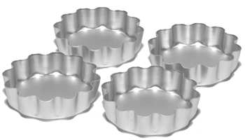 SILVERWOOD 3.5in deep fluted flan (Set of 4)