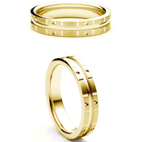 3mm Medium Flat Court Simile Wedding Band Ring In 18 Ct Yellow Gold