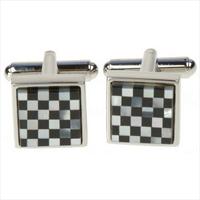 Simon Carter Black White Small Square Chequer Cufflinks by