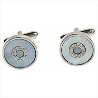 Simon Carter Blue Pearl Crystal Bullseye Cufflinks by
