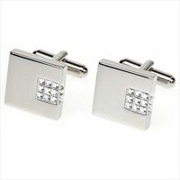 Simon Carter Clear Crystal Offset Cufflinks by