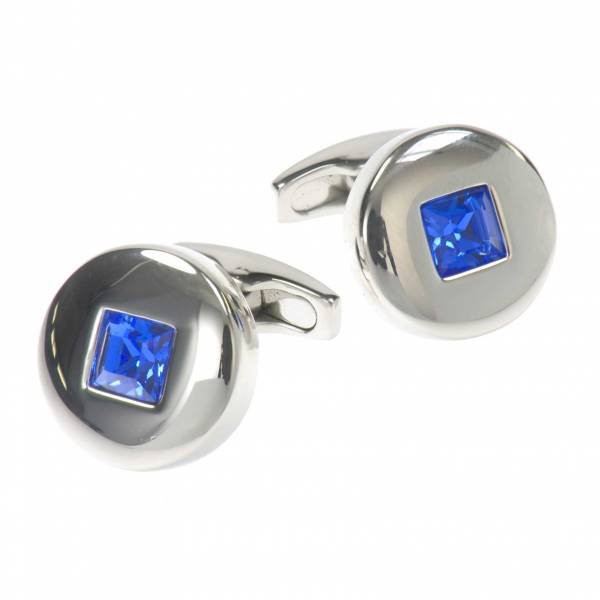 Simon Carter Diamond Disc Blue Cufflinks