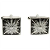 Simon Carter Grey White Flower Cufflinks by