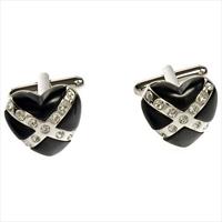 Simon Carter Onyx Crossed Heart Cufflinks by