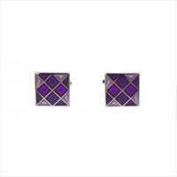 Purple Chequer Resin Cufflinks by