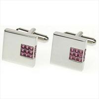 Simon Carter Purple Crystal Offset Cufflinks by