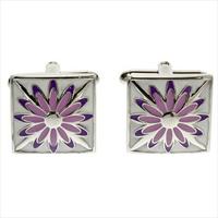 Simon Carter White Purple Flower Cufflinks by