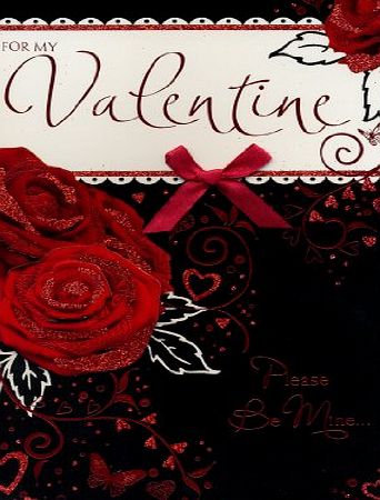 Simon Elvin For My Valentine Please Be Mine Large Rose Embellished Valentines Day Card