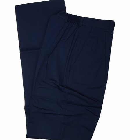 Simon Jersey Ladies One Pleat Navy Blue Polycotton Unhemmed Trousers Size 8 34L