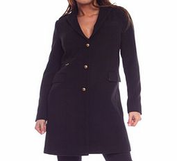 Simonette Black wool blend button detail coat