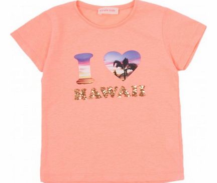 Simple Kids I Love Hawaii T-shirt Peach `2 years,4 years,6