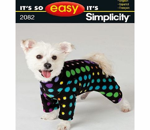 Simplicity Pattern 2082 Its So Easy Dog Clothes Size, S-M-L