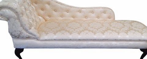 Simply Chaise Chaise Longue in a Cream Damask Fabric