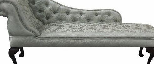 Simply Chaise Chaise Longue in a Pale Green Damask Fabric