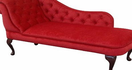 Simply Chaise Red Fabric Chaise Longue Longue Sofa Day Bed with Queen Anne Legs