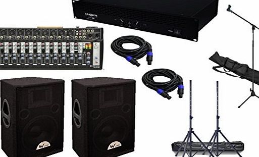 Simply Sound 1600W 12ch PA Sound System inc USB Mixing Desk, Stands amp; Cables