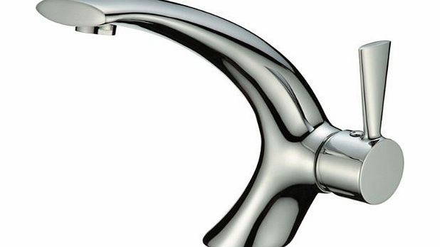 Modern Solid Brass Single Lever Bathroom Sink Basin Mixer Tap - Chrome Finish