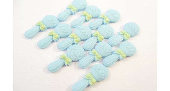 12 Edible Sugar Blue Baby Rattles Baby Shower Christening Party Celebration Cupcake Cake Topper Decorations