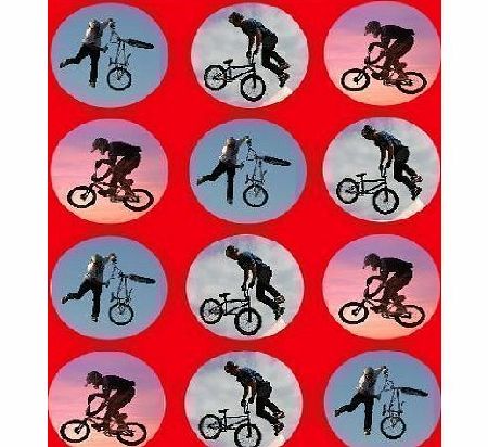 simply topps 12 Bmx Bike rice paper fairy / cup cake 40mm toppers pre cut decoration