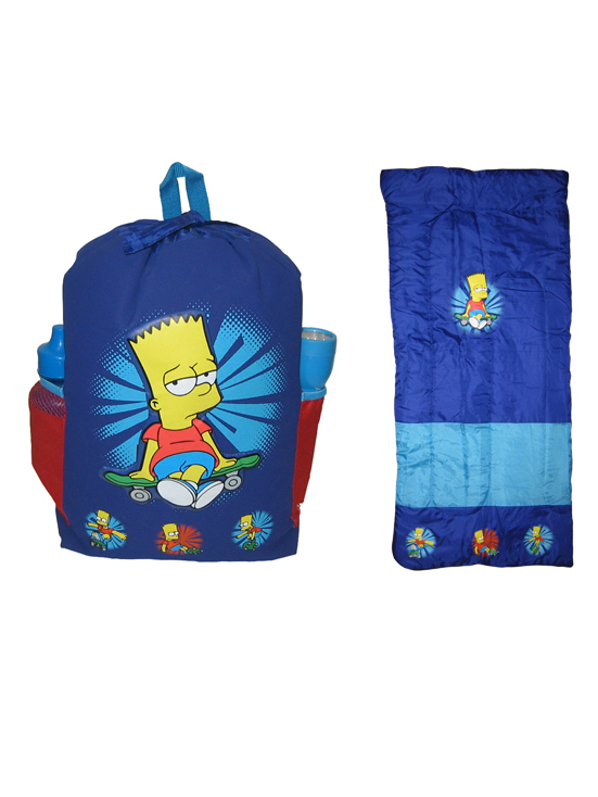 Simpsons Bart Backpack Rucksack Combo Inc Sleeping bag Torch and Drink