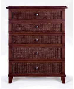 Singapore 5 Drawer Chest - Walnut Finish