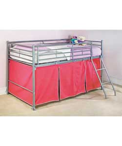 single Mid Sleeper with Protector Mattress and Pink Tent