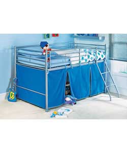 single Mid Sleeper with Sprung Mattress and Blue Tent