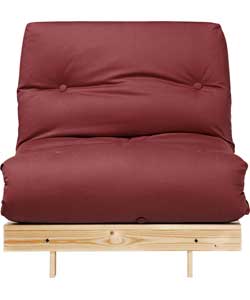 Single Pine Futon Sofa Bed with Mattress - Wine