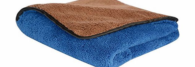 SINLAND Microfibre Car Cleaning Cloths 720gsm Ultra Thick Car valet polish products Fast Drying Auto Datailing Towel (40cmx40cm, Blue/Brown)