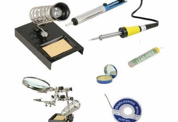 Sivitec Soldering Iron Starter Kit, Heavy Duty Helping Hands, Desoldering Pump, Stand and Solder Paste