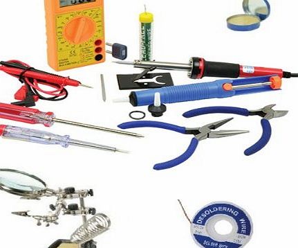 Sivitec Soldering Iron Starter Kit, Heavy Duty Helping Hands, Multitester, Desoldering Pump, Stand and Solder Paste
