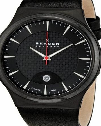 Designs Mens Quartz Watch with Black Dial Analogue Display and Black Leather Strap 234XXLTLB
