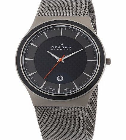 Skagen Designs Mens Quartz Watch with Grey Dial Analogue Display and Grey Titanium Strap 234XXLT