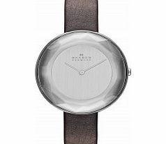 Skagen Ladies Gitte Brown Leather Strap Watch