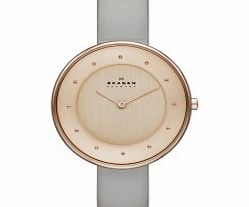Skagen Ladies Klassik Grey Leather Strap Watch