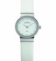 Skagen Ladies Klassik White Leather Strap Watch