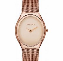 Skagen Ladies Madsen Rose Gold Mesh Strap Watch