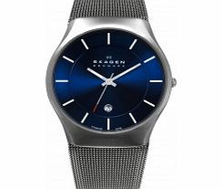 Skagen Mens Aktiv Blue and Grey Titanium Watch