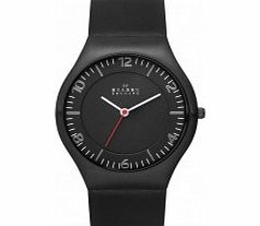 Skagen Mens Grenen Black Leather Strap Watch