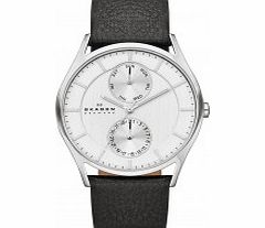 Skagen Mens Holst Black Leather Strap Watch