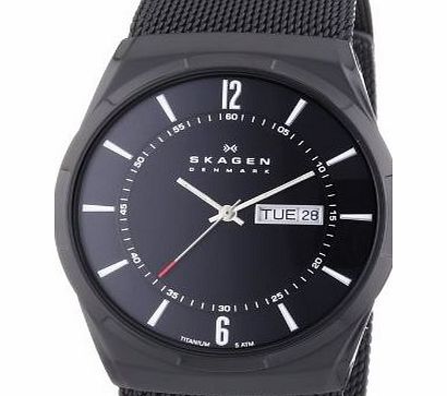 Mens Quartz Watch with Black Dial Analogue Display and Black Stainless Steel Strap SKW6006