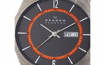 Skagen Mens Quartz Watch with Grey Dial Analogue Display and Grey Titanium Bracelet SKW6008